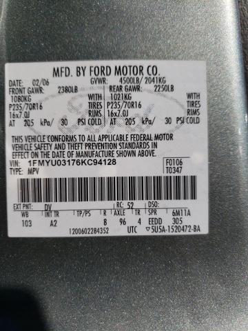 1FMYU03176KC94128 - 2006 FORD ESCAPE XLT TEAL photo 12