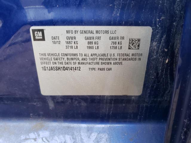 1G1JA5SH1D4141412 - 2013 CHEVROLET SONIC LS 蓝色 照片 12