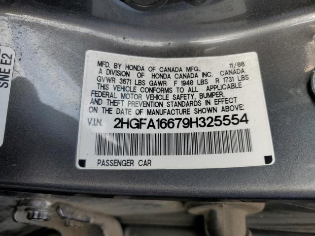 2HGFA16679H325554 - 2009 HONDA CIVIC LX-S GRAY photo 13
