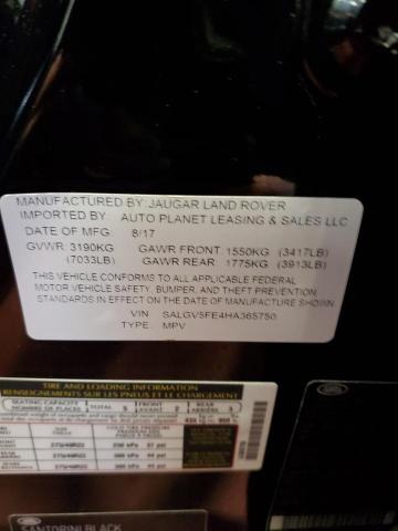 SALGV5FE4HA365750 - 2017 LAND ROVER RANGE ROVE AUTOBIOGRAPHY BLACK photo 13