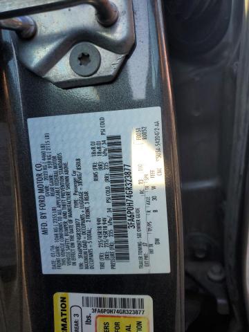 3FA6P0H74GR323877 - 2016 FORD FUSION SE GRAY photo 12