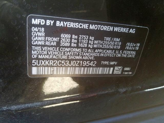 5UXKR2C53J0Z19542 - 2018 BMW X5 SDRIVE35I  photo 10