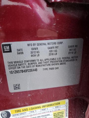 1G1ZK57B49F236448 - 2009 CHEVROLET MALIBU LTZ წითელი ფოტო 13