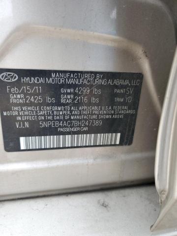 5NPEB4AC7BH247389 - 2011 HYUNDAI SONATA GLS GOLD photo 12