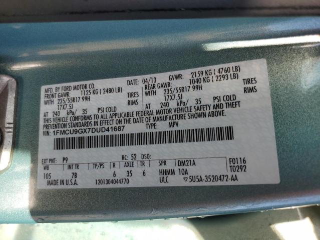 1FMCU9GX7DUD41687 - 2013 FORD ESCAPE SE TURQUOISE photo 12