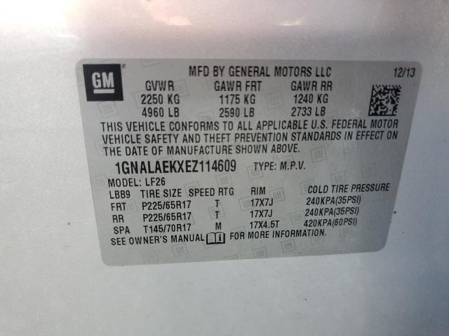 1GNALAEKXEZ114609 - 2014 CHEVROLET EQUINOX LS SILVER photo 14