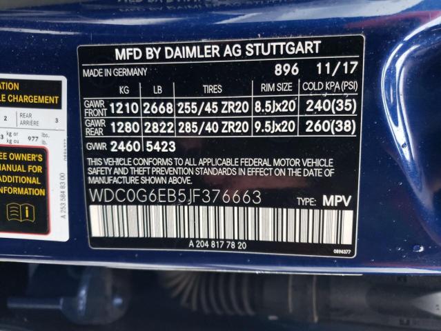 WDC0G6EB5JF376663 - 2018 MERCEDES-BENZ GLC 43 4MATIC AMG BLUE photo 13