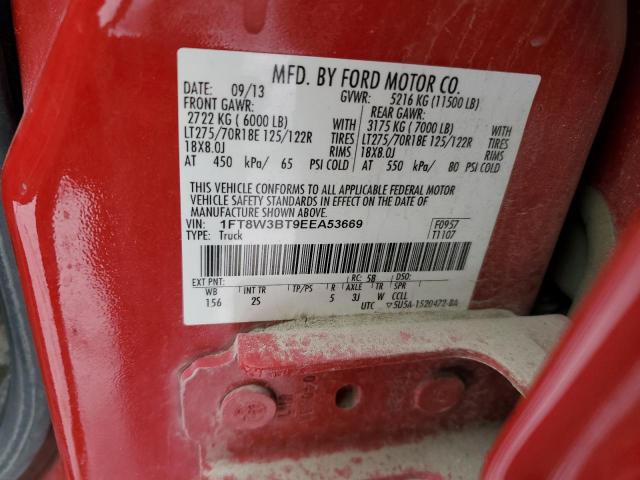 1FT8W3BT9EEA53669 - 2014 FORD F350 SUPER DUTY RED photo 12