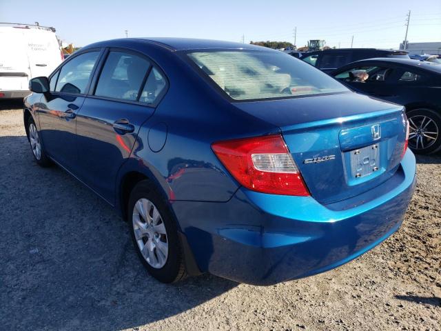 19XFB2F59CE042195 - 2012 HONDA CIVIC LX BLUE photo 2