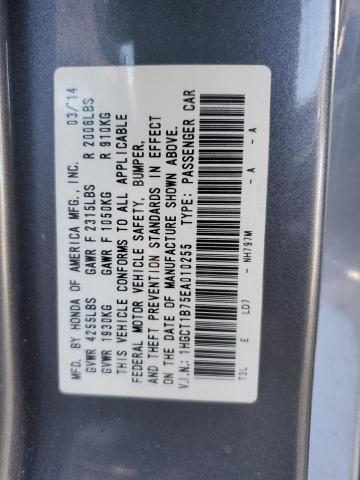 1HGCT1B75EA010255 - 2014 HONDA ACCORD EX GRAY photo 12