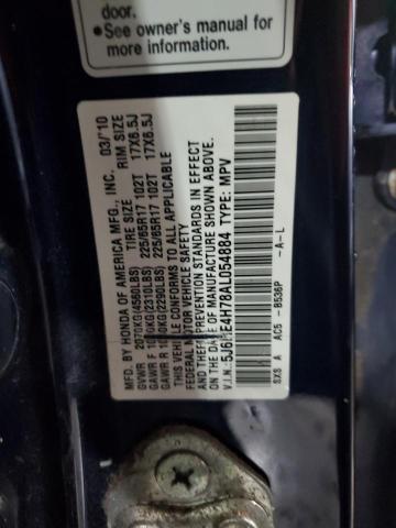 5J6RE4H78AL054884 - 2010 HONDA CR-V EXL BLUE photo 13