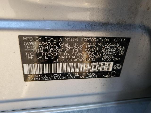 JTHCE1BLXFA001833 - 2015 LEXUS GS 350 SILVER photo 12