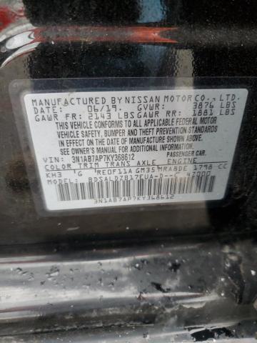 3N1AB7AP7KY368612 - 2019 NISSAN SENTRA S BLACK photo 12