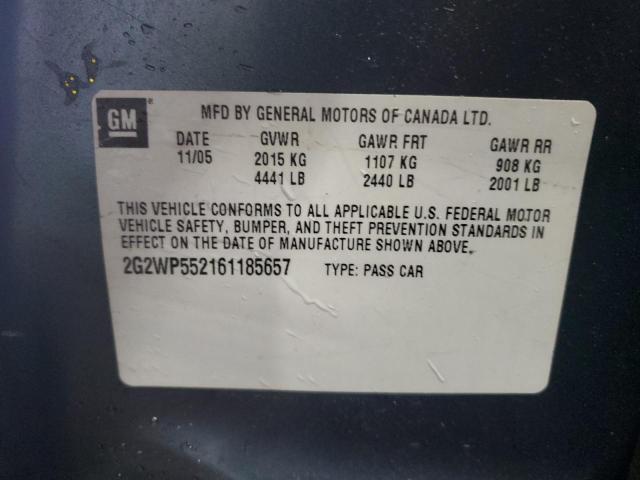 2G2WP552161185657 - 2006 PONTIAC GRAND PRIX 青色 照片 12