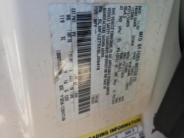 5LMFU275X8LJ09418 - 2008 LINCOLN NAVIGATOR თეთრი ფოტო 13