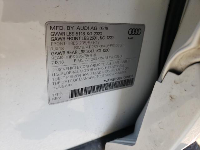 WA1BECF39K1068916 - 2019 AUDI Q3 PREMIUM WHITE photo 13