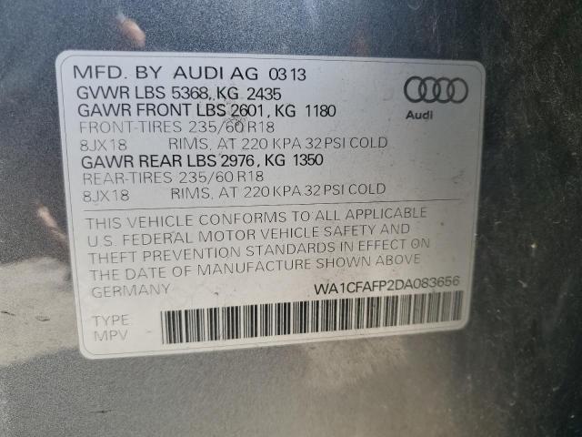 WA1CFAFP2DA083656 - 2013 AUDI Q5 PREMIUM GRAY photo 13