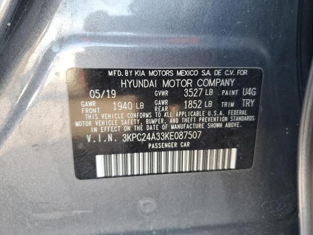 3KPC24A33KE087507 - 2019 HYUNDAI ACCENT SE GRAY photo 13