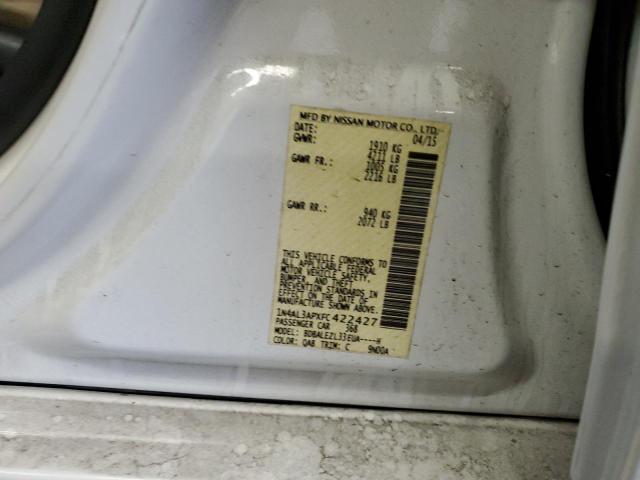 1N4AL3APXFC422427 - 2015 NISSAN ALTIMA 2.5 WHITE photo 12