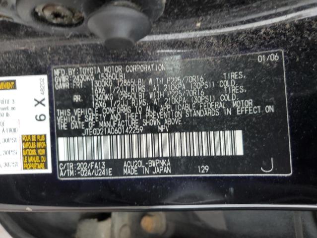 JTEGD21A060142259 - 2006 TOYOTA HIGHLANDER BLACK photo 13