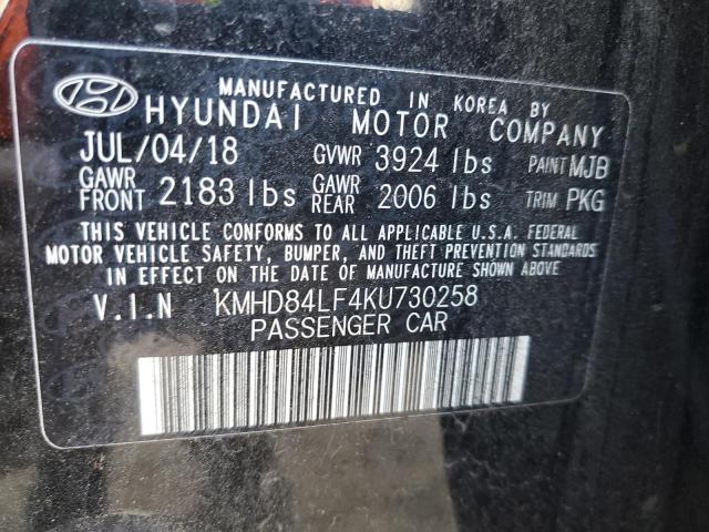 KMHD84LF4KU730258 - 2019 HYUNDAI ELANTRA SEL BLACK photo 12