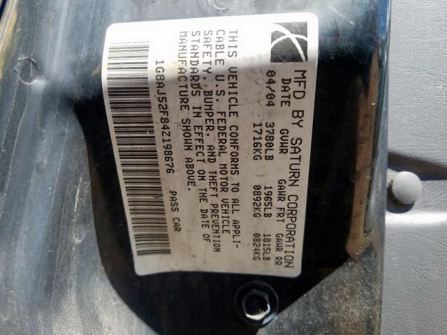 1G8AJ52F84Z198676 - 2004 SATURN ION LEVEL 2  photo 10