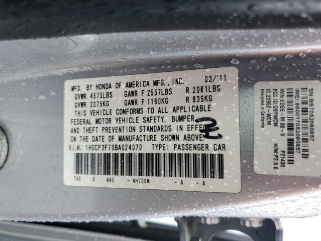 1HGCP3F70BA024070 - 2011 HONDA ACCORD EX SILVER photo 12