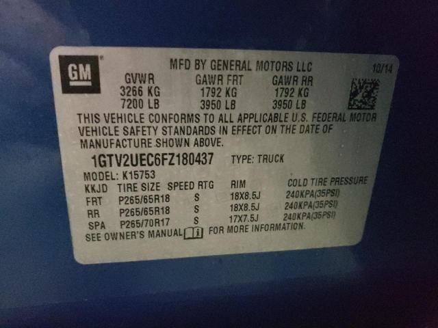 1GTV2UEC6FZ180437 - 2015 GMC SIERRA K1500 SLE BLUE photo 12