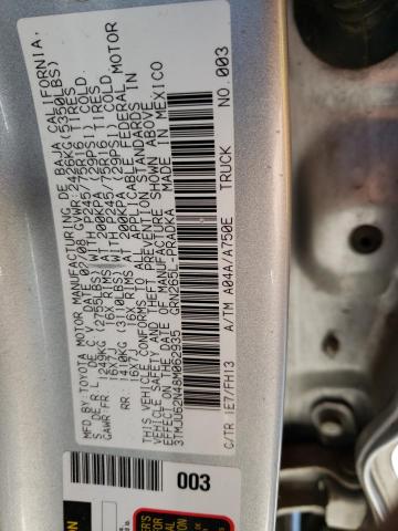 3TMJU62N48M062935 - 2008 TOYOTA TACOMA DOUBLE CAB PRERUNNER SILVER photo 12