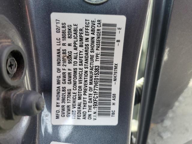 19XFC1F77HE015383 - 2017 HONDA CIVIC EXL Boz foto 12