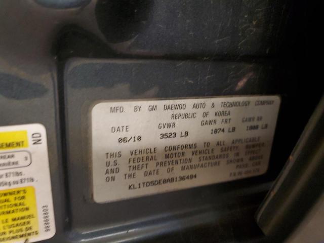 KL1TD5DE0AB136484 - 2010 CHEVROLET AVEO LS Yaşıl foto 13