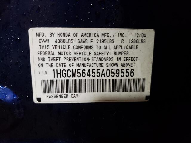 1HGCM56455A059556 - 2005 HONDA ACCORD LX BLUE photo 13