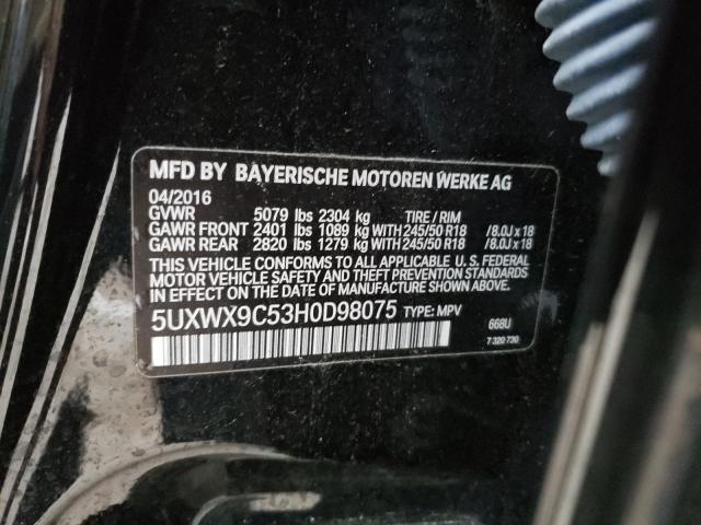 5UXWX9C53H0D98075 - 2017 BMW X3 XDRIVE28I BLACK photo 13