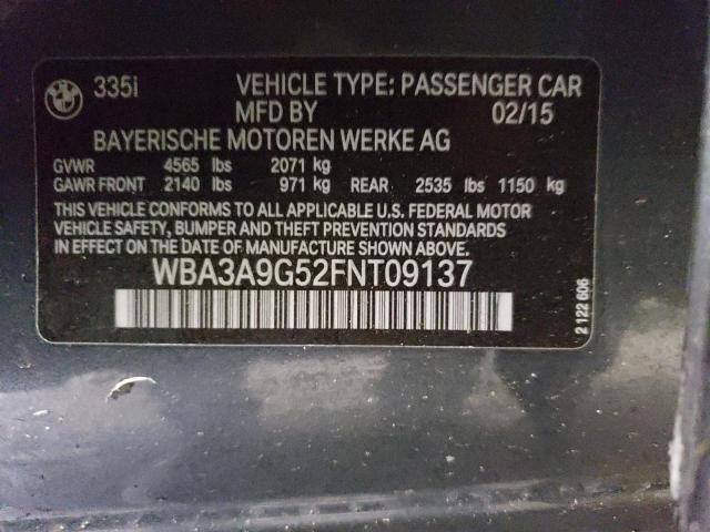 WBA3A9G52FNT09137 - 2015 BMW 335 I GRAY photo 12