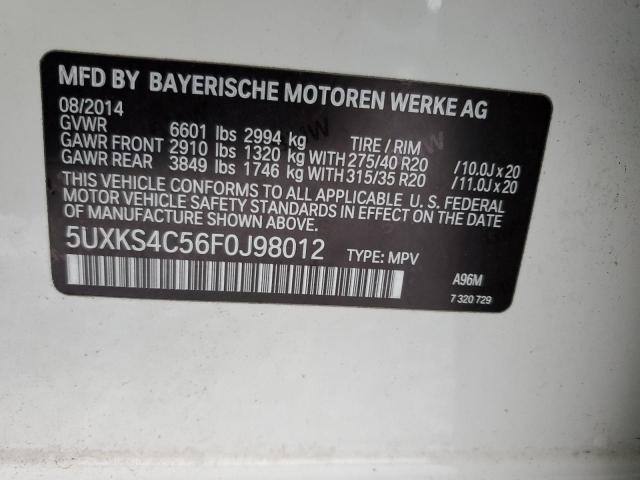 5UXKS4C56F0J98012 - 2015 BMW X5 XDRIVE35D WHITE photo 13