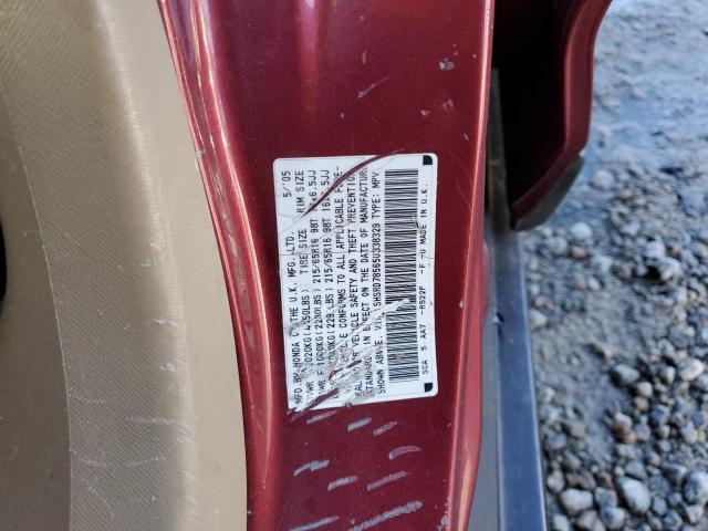 SHSRD78565U338329 - 2005 HONDA CR-V LX BURGUNDY photo 12