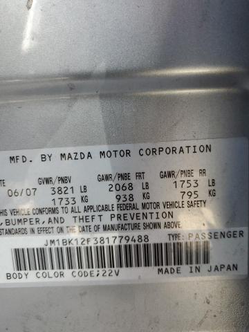 JM1BK12F381779488 - 2008 MAZDA 3 I SILVER photo 13