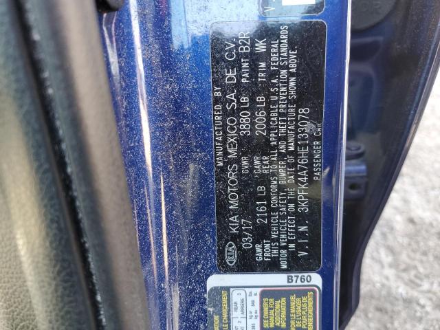 3KPFK4A76HE133078 - 2017 KIA FORTE LX BLUE photo 13