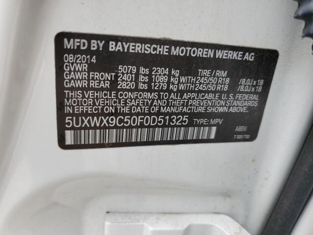 5UXWX9C50F0D51325 - 2015 BMW X3 XDRIVE28I WHITE photo 12
