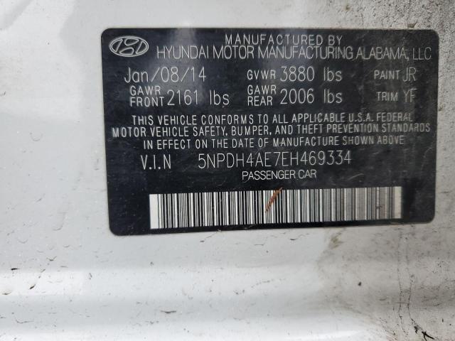 5NPDH4AE7EH469334 - 2014 HYUNDAI ELANTRA SE WHITE photo 12