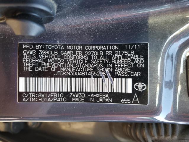 JTDKN3DU4B1455228 - 2011 TOYOTA PRIUS GRAY photo 12