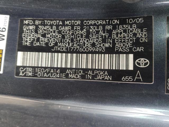 JTKDE177760099493 - 2006 TOYOTA SCION TC CHARCOAL photo 12