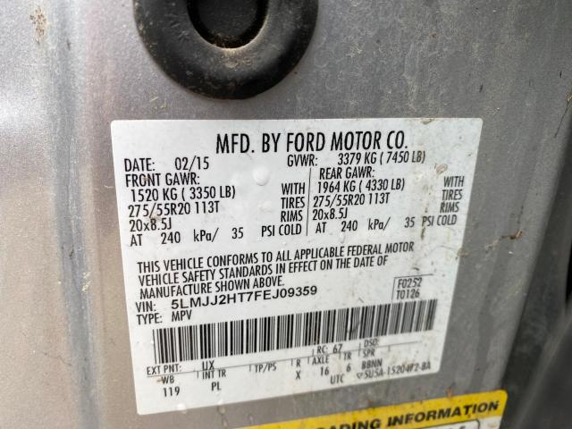 5LMJJ2HT7FEJ09359 - 2015 LINCOLN NAVIGATOR ვერცხლისფერი ფოტო 10