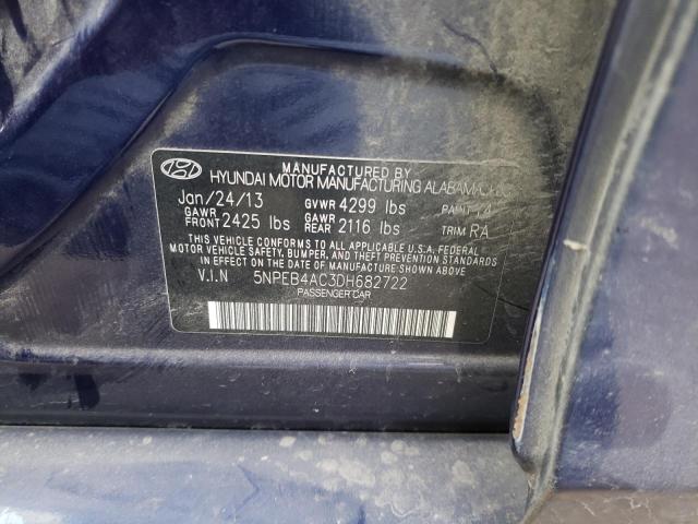 5NPEB4AC3DH682722 - 2013 HYUNDAI SONATA GLS BLUE photo 12