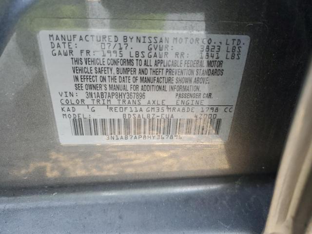 3N1AB7AP8HY367896 - 2017 NISSAN SENTRA S GRAY photo 13