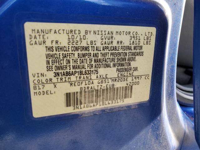 3N1AB6AP1BL633175 - 2011 NISSAN SENTRA 2.0 BLUE photo 12