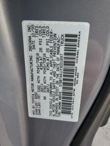 5TBBT4411YS031897 - 2000 TOYOTA TUNDRA ACCESS CAB ვერცხლისფერი ფოტო 12