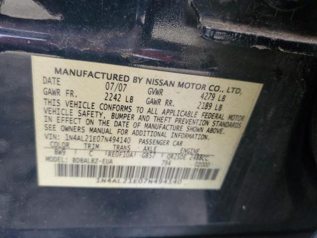 1N4AL21E07N494140 - 2007 NISSAN ALTIMA 2.5 BLUE photo 12