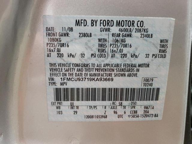 1FMCU93719KA93669 - 2009 FORD ESCAPE XLT SILVER photo 12