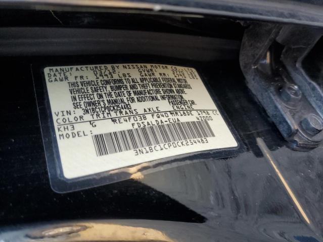 3N1BC1CP0CK254483 - 2012 NISSAN VERSA S BLACK photo 12